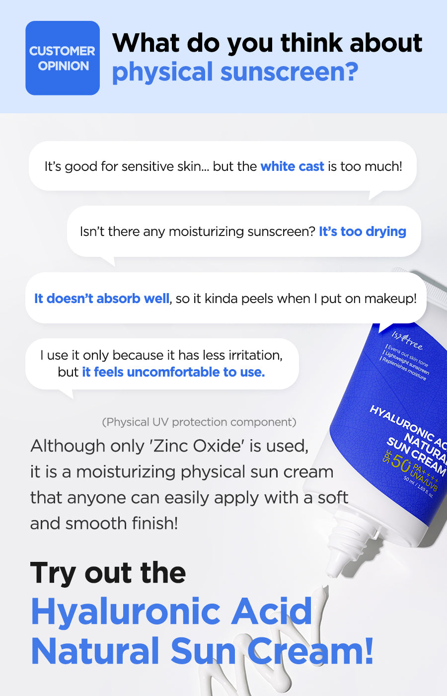 ISNTREE Hyaluronic Acid Natural Sun Cream 50ml