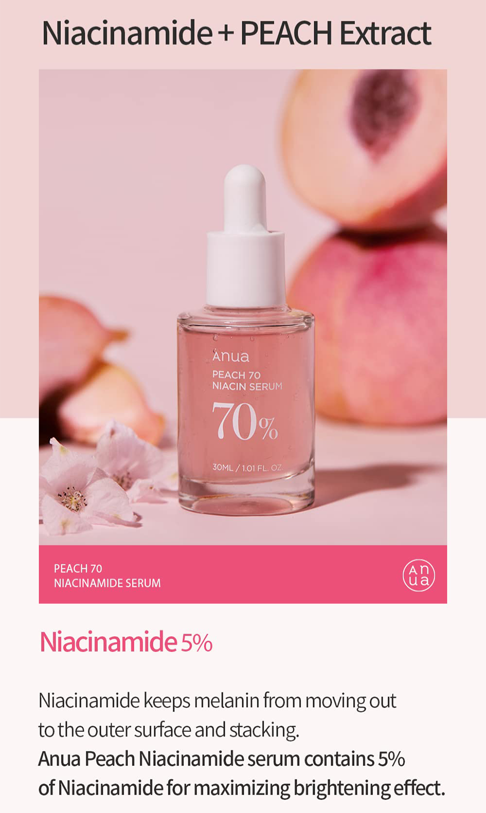 Anua Peach 70% Niacinamide Serum 30ml