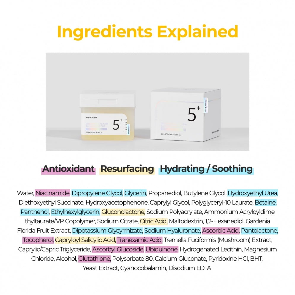 Numbuzin No.5 Vitamin-Niacinamide Concentrated Pad 180ml(70Pads)